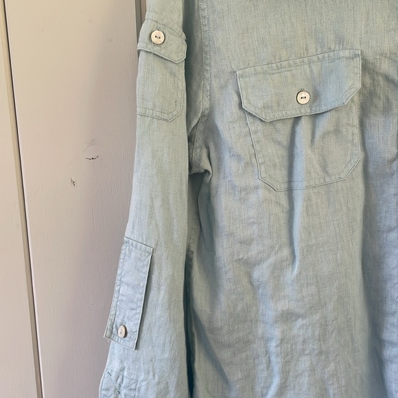 Conrad C Collection Women’s Linen Shirt Button Up Size 14 Blue - Picture 3 of 7